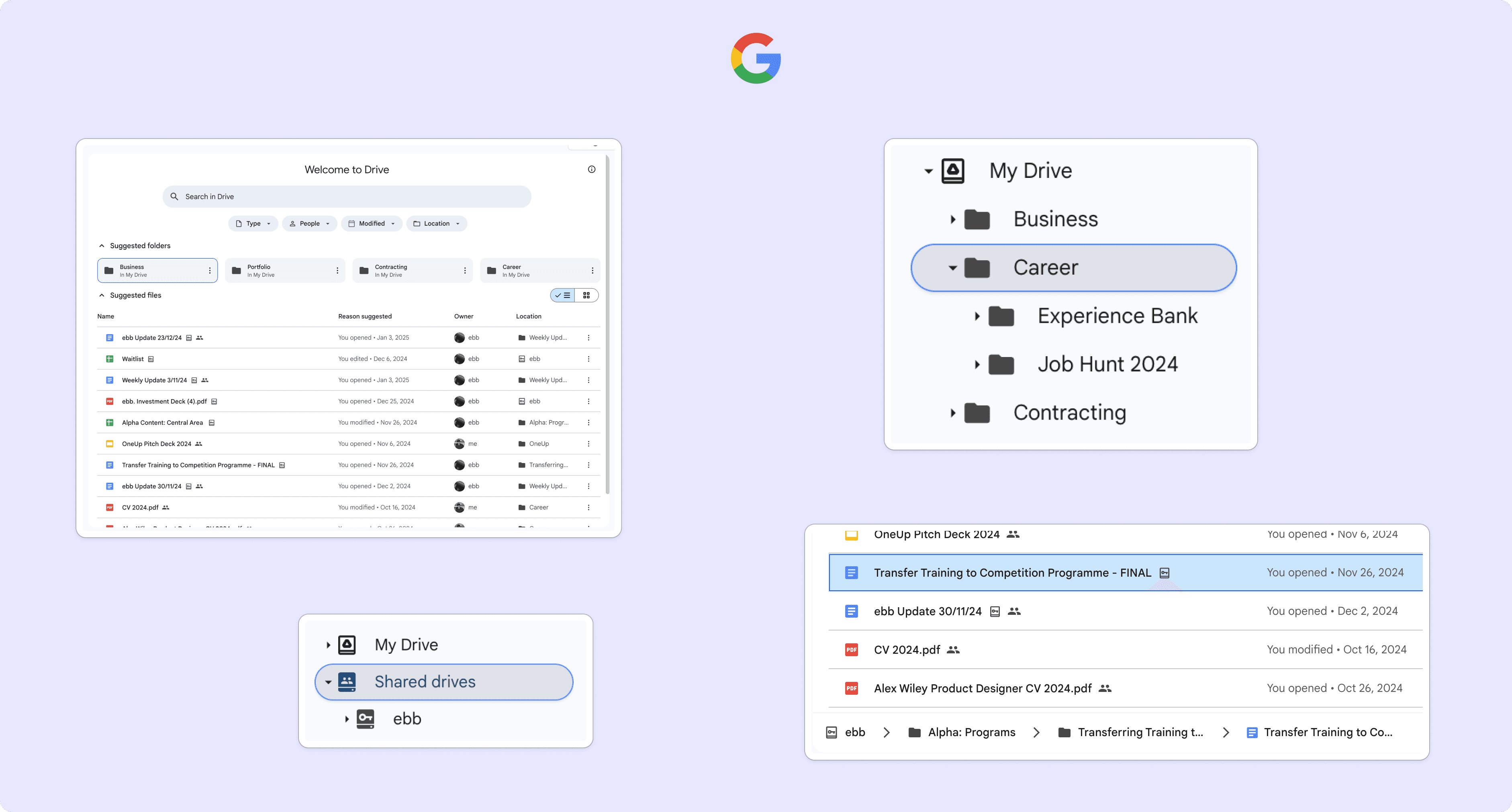 Key visuals from Google Drive