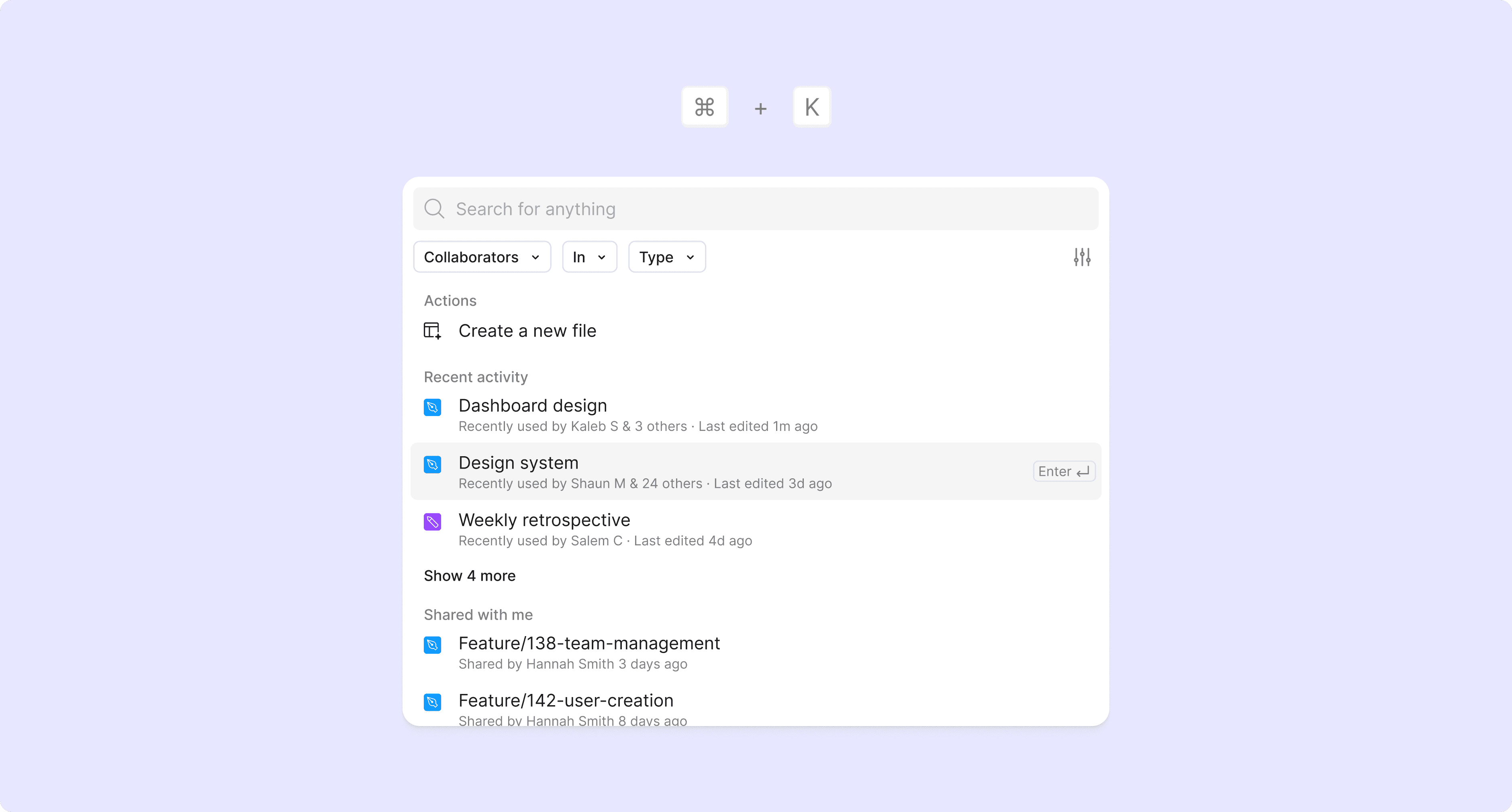 A high-fidelity mockup of the Spotlight Search feature