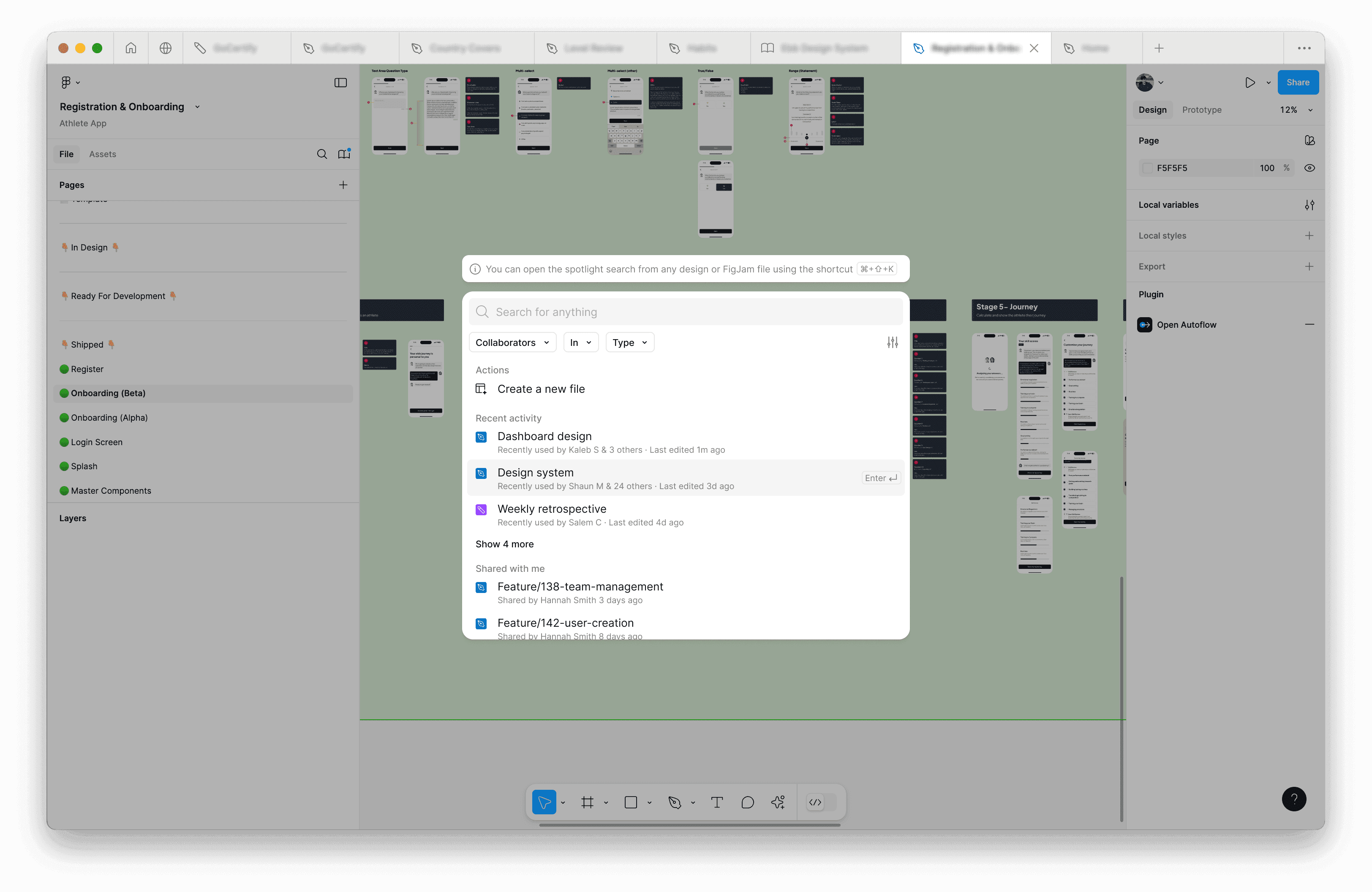 Mockup of the Spotlight Search in situ