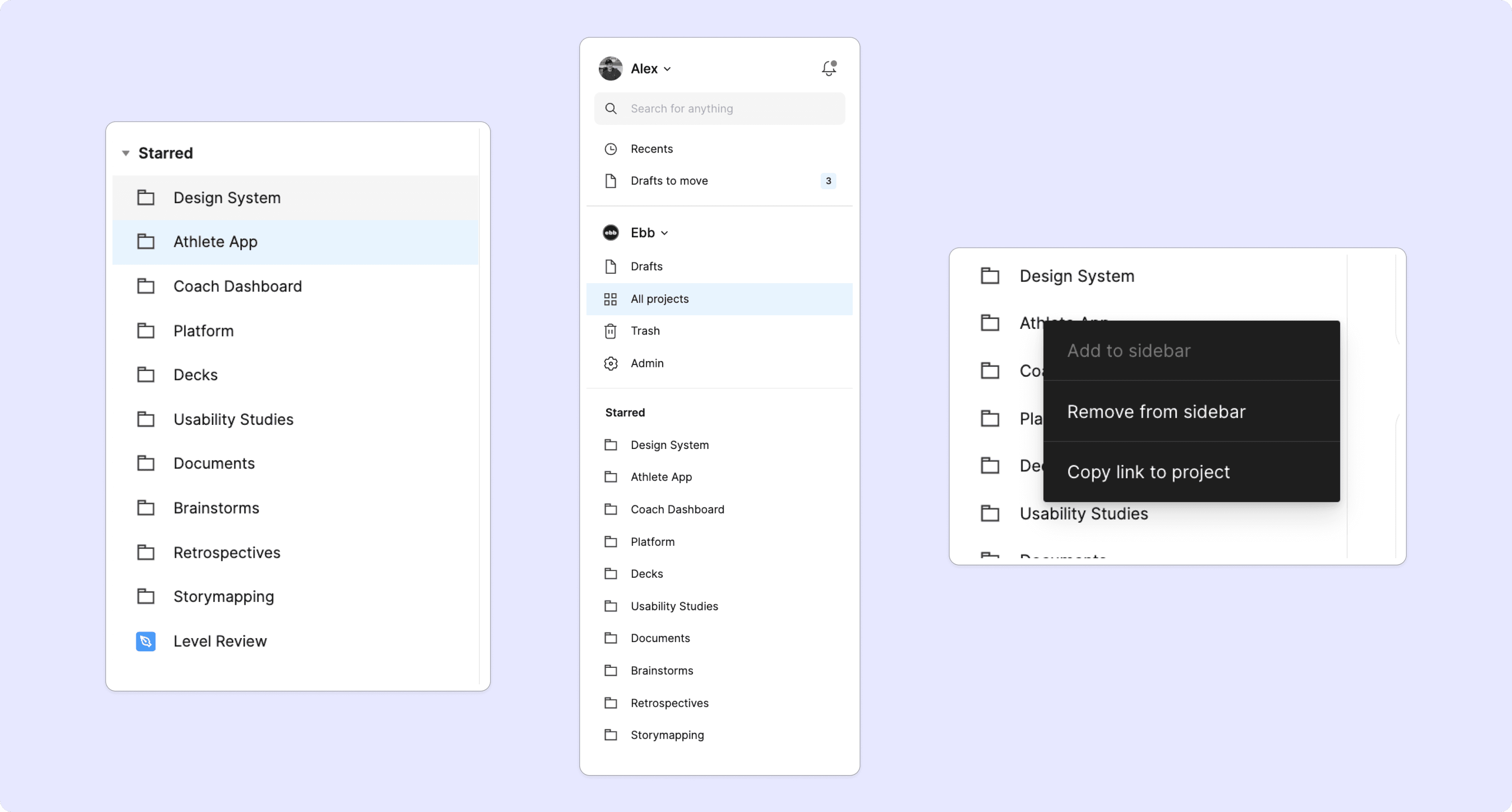 Figma's file management sidebar
