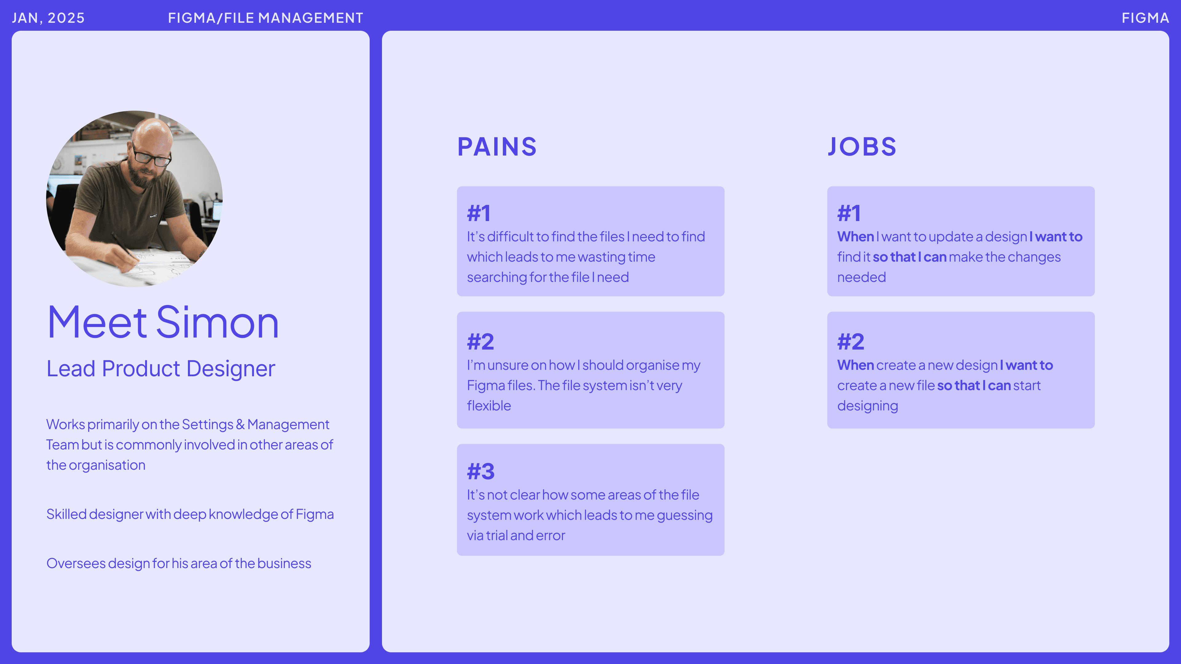 A summary of the pains and jobs that I decided to focus on
